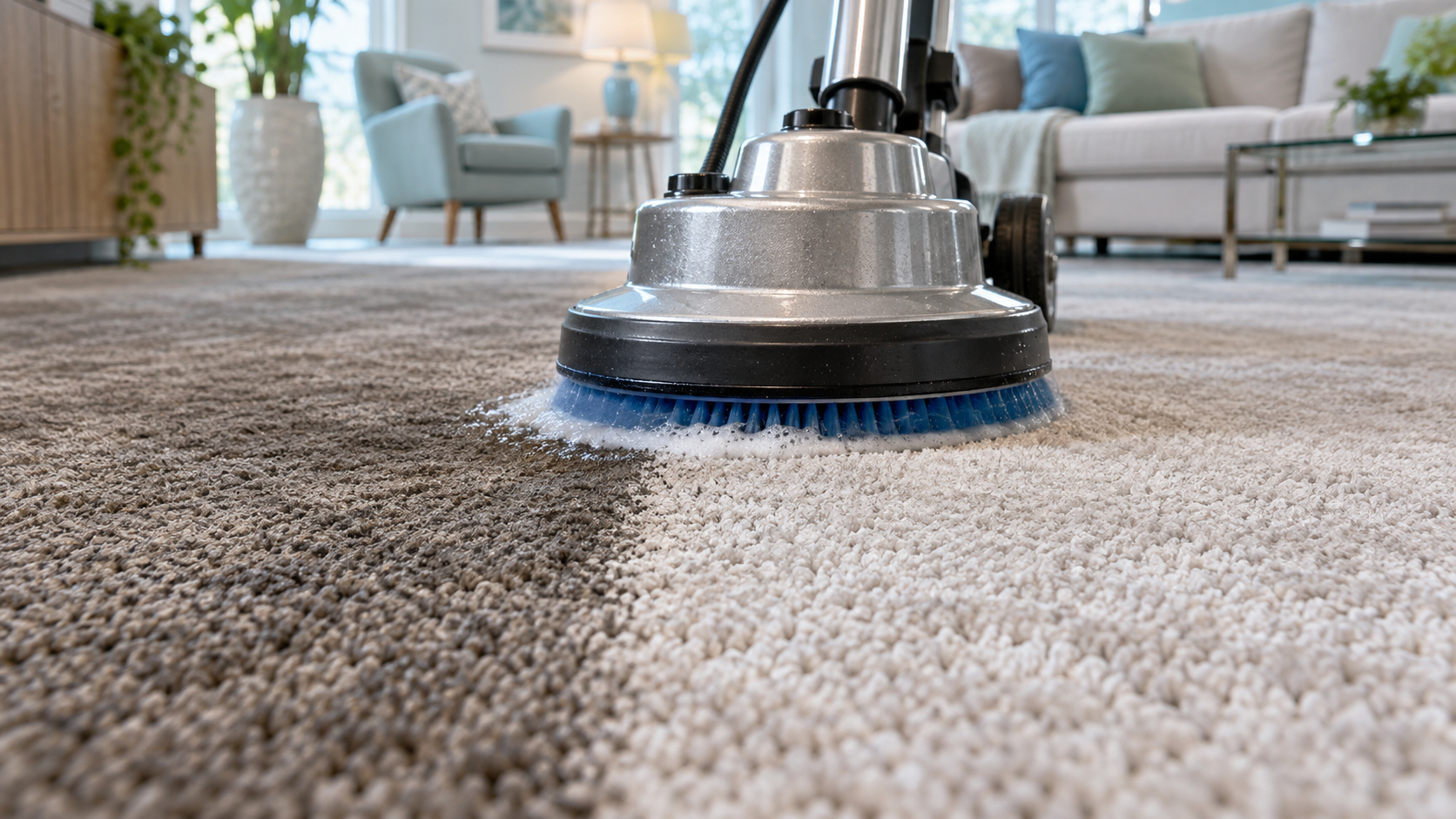 Eco-Dri carpet cleaning in progress